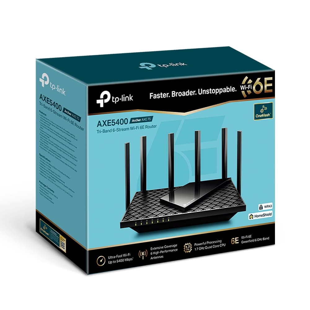 Tp-link axe75 router wifi 6e tri-band ax