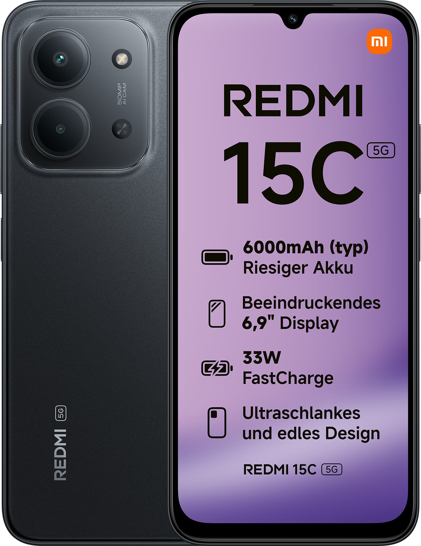 Xiaomi redmi 15c 5g 128gb noir — vue 1