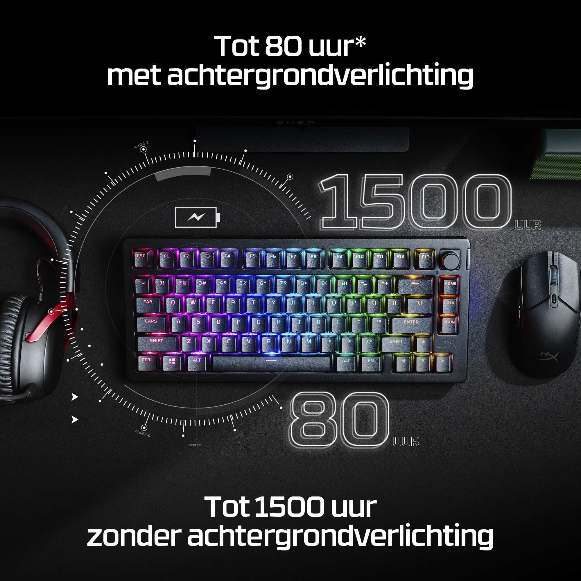 Hyperx alloy rise size wireless keyboard — vue 1