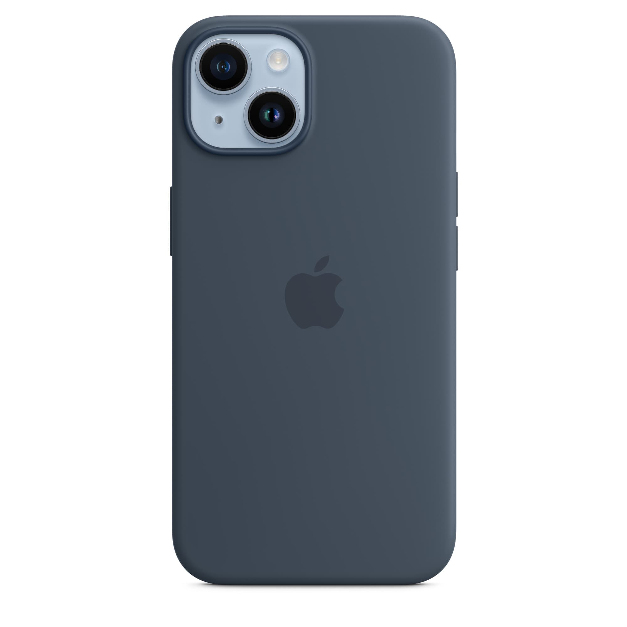 Apple iPhone 14 silicone case storm blue — vue 1