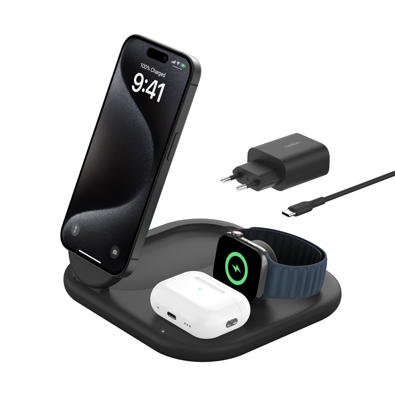 Belkin boostcharge qi2 15w magnetic 3IN1 — vue 1