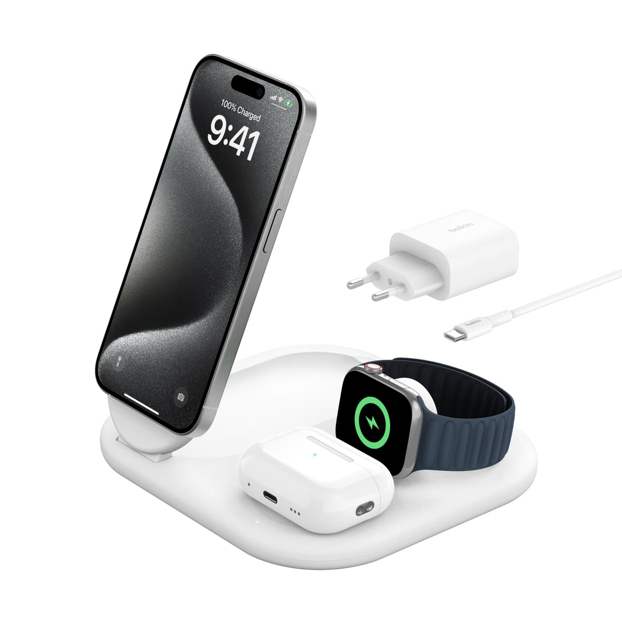 Belkin boostcharge qi2 15w magnetic 3IN1 — vue 1